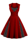 AXOE 1950s Dresses for Women with Polka Dot Print and Buttons Vintage Style