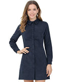 Women's Vintage Mini Long Sleeve Button Front Shirt Dress