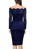 Women's Vintage Off Shoulder Flare Lace Slim Cocktail Pencil Dress | Women's Cocktail Dresses