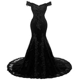 Shoulder Mermaid Long Lace Beaded Prom Dress Corset Evening Gowns