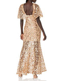 Women's Lourdes Flutter Sleeve Sequin Lace Long Gown