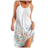 Dress Womens Sleeveless Sling Round Neck Midi Dress Summer Printed Loose Casual Seaside Dress Cute Paw Print Beach Dress | Women's Work Dresses