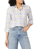 Blue Pink Plaid Women's Classic-Fit Long-Sleeve Button-Down Poplin Shirt - AE Store | Women's Tops and Blouses
