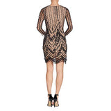 Women's Jenny Long Sleeve High Neck Lace Shift Mini Dress, Black/nude, S | Women's Evening Gowns