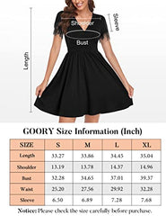 Women Dress Vintage Lace Short Sleeve Cocktail Dresses Flowy Wrap V Neck Empire Waist Evening Party Short Dress