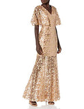 Women's Lourdes Flutter Sleeve Sequin Lace Long Gown