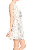 Womens Backless Sleeveless Sequin Stripe Mini Dress with Deep V Back, White | Original Brand | Women's Cocktail Dresses