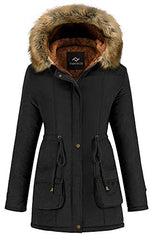 Farvalue Women's Winter Coat Hooded Warm Puffer Quilted Thicken Parka Jacket with Fur Trim