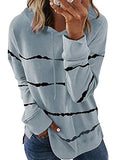 Women's Long Sleeve Hoodie Pullover Sweatshirt Color Block Stripes top | Women's Cardigan