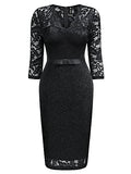 Women's Retro Floral Lace V Neck Bow Design Slim Party Dress | Women's Cocktail Dresses