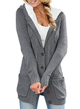 Womens V-Neck Button Down Cable Knitwear Sweater Open Front Cardigan with Pockets S-2XL | Women's Cardigan