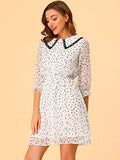 Women's Kawaii Peter Pan Collar Puff Half Sleeve Chiffon Shirt Dress