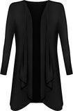 Plus Size Womens Plain Long Sleeve Open Top Ladies Waterfall Cardigan | Women's Cardigan