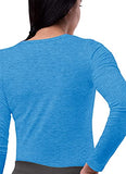 Heather Pool Blue Scrubs for Ladies - Long Sleeve Comfort Underscrub Tee - SIVVAN Womens Fall Fashion | Women's Tops and Blouses