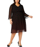 Women's Plus Long Sleeve Drawstring Midi Dress