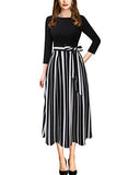 Womens Elegant Patchwork Pockets Print Work Casual A-Line Midi Dress | Women's Formal Dresses