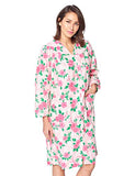 Casual Nights Women's Floral Snap Front Cotton Flannel Duster Dress