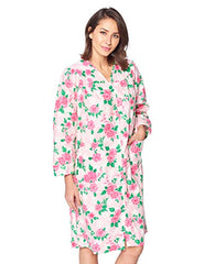 Casual Nights Women's Floral Snap Front Cotton Flannel Duster Dress | Women's Casual Dresses