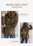 Aleumdr Womens Autumn Winter Cozy Turtleneck Long Sleeve Solid Printed Chunky Knitted Pullover Sweater Jumper Grey Khaki Small | Women's Sweaters