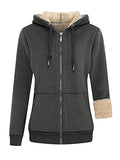 Ladies Casual Winter Warm Thick Fleece Full Zip Up Hoodie Sweatshirt for Women