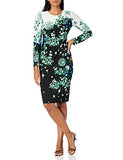 Women's Jersey Long Sleeve Round Neck Floral Print Midi Dress | Original Brand