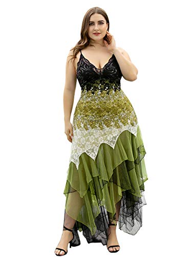 Women's Sleeveless Tea Length A-line Dress Lace Plus Size Cocktail Dress 6212b-pz