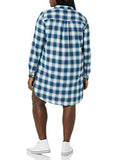 Women's Flannel Long Sleeve Relaxed Fit Popover Shirt Dress