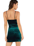 Women's Deep V Neck Spaghetti Strap Wrap Asymmetrical Velvet Cami Dress