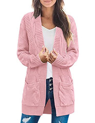 MEROKEETY Women's Long Sleeve Cable Knit Cardigan Sweaters Open Front Fall Outwear Coat