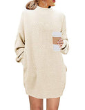 MEROKEETY Women's Turtleneck Long Sleeve Sweater Casual Loose Knit Sweater Dress | Women's Casual Dresses