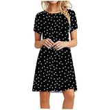 Ladies Casual Short Sleeve O-Neck Solid Ladies Loose Mini Dress Bodycon Dress Office Wear for Casual Club Cocktail Evening Gowns Work UK Size 8-26 | Women's Work Dresses