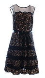 Women's Lace Fit-and-Flare Party Dress with Belt