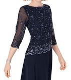 Women's Beaded Scallop Bodice Asymmetrical Gown | Women's Evening Gowns