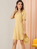 Women's Vintage Daisy Smocked Gingham Plaid Puff Sleeve Peasant Summer Ruffled Dress | Original Brand