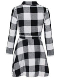 Women Long Sleeve Plaid Pattern Tunic Tops Shirt Casual Dress