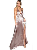 Women's Sexy Satin Deep V Neck Backless Maxi Club Party Evening Dress | Original Brand