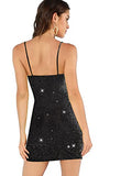 Women's Glitter V Neck Sleeveless Asymmetrical Wrap Bodycon Cami Dress