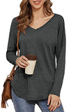 Womens Long Sleeve V Neck Tunic Tops Loose Casual Blouse Shirts | Women's Tops and Blouses