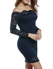 Women Off Shoulder Floral Lace Party Dress