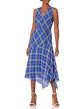 Women's Sleeveless V-Neck Highland Plaid Belted Dress