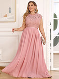 Women's Formal Floral Lace Plus Size Bridesmaid Party Maxi Dress | Women's Formal Dresses