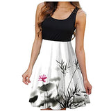 Women Dresses Sale Promotion Clearance Ladies Casual O-Neck Sleeveless Ruffle Low-Cut Slit Solid Sling Dress UK Size Party Elegant Dress | Women's Work Dresses