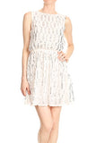 Womens Backless Sleeveless Sequin Stripe Mini Dress with Deep V Back, White | Original Brand | Women's Cocktail Dresses