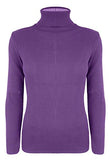 Womens Ladies Plain Ribbed Polo Turtle Neck Stretch Long Sleeve Top Jumper 8-14 | Original Brand