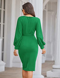 Women's Bodycon Pencil Dress Office Wear to Work Dresses with Pocket Belt | Women's Work Dresses