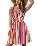 Multi Strap V Neck Floral Spaghetti Strap Summer Dress Casual Swing Midi Sundress with Pocket - STYLEWORD | Women's Casual Dresses