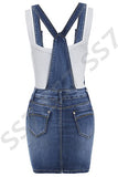 Womens Skinny Denim Dungaree Dress, Mid Blue, Sizes 8 to 14