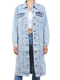 Beyondfab Women's Boyfriend Long Denim Jacket Coat