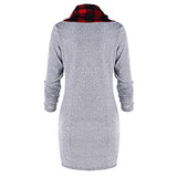 Women's Dress Sweatshirt Ladies Plaid Button Collar Drawstring Stitching Tops Tunic Casual Long Sleeve Pullover Shirts Fancy Cocktail Dress Party Dress Maxi Dress