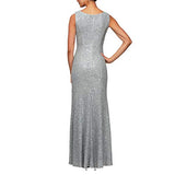 Women's Long Sleeveless Dress with Beaded Detail Faux Belt and Shawl Special Occasion